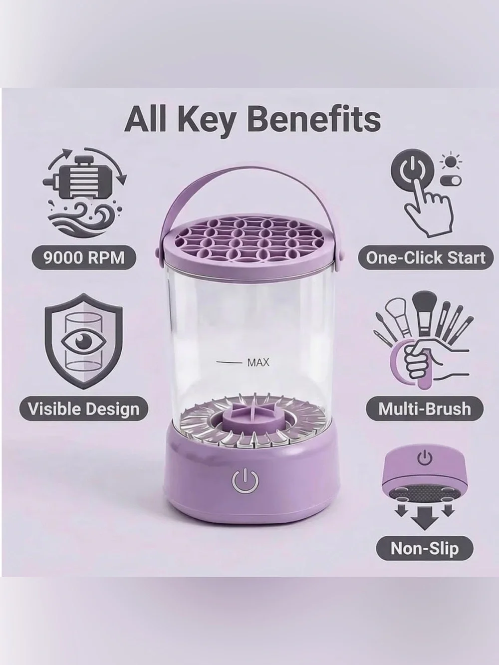 9000 RPM Electric Makeup Brush Cleaning Machine